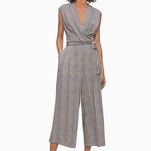 Calvin Klein Mini Check V-Neck Belted Jumpsuit